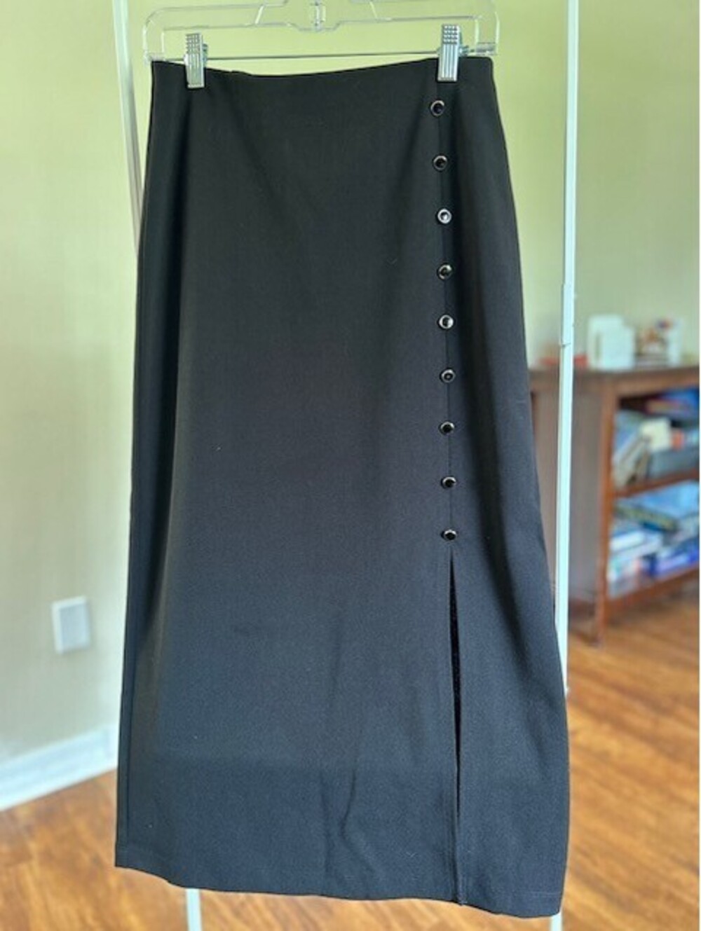 NYCC Black Midi Skirt with Side Button Detail Size S